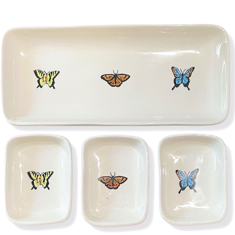 4pc Butterfly Trinket Tray Set • Rae Dunn Summertime